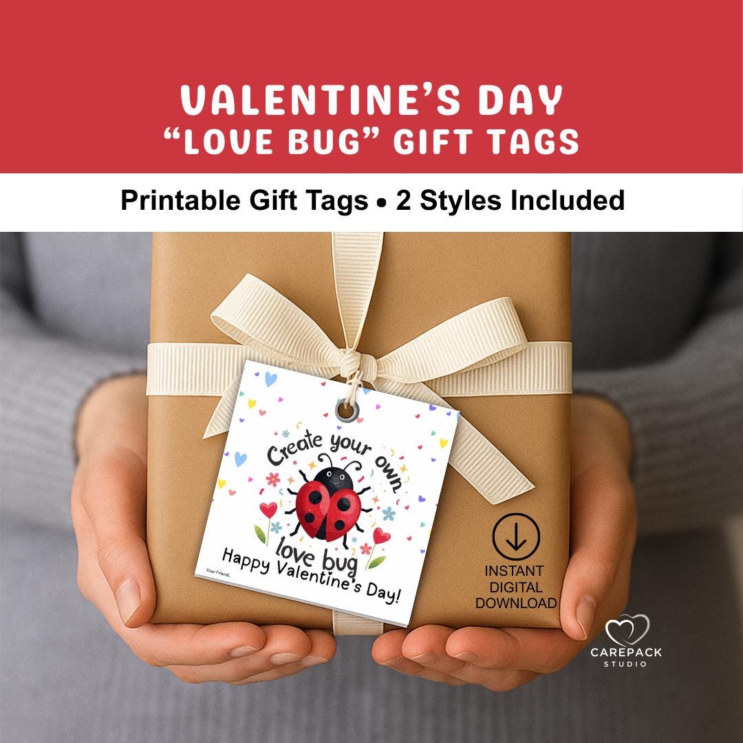 Love Bug Valentine Gift Tag Printable Ladybug Valentine Tags for…