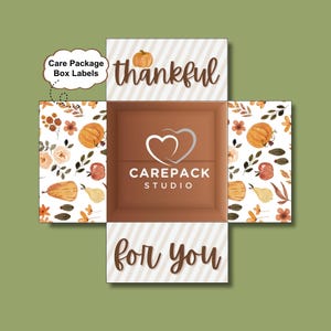 Care Package Labels Instant Download Printable Decoration for Box Flaps Thankful For You Thanksgiving Fall Theme Military Deployment College