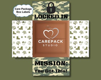 Locked In You Got This Care Package Box Flap Labels, Military Boot Camp Motivational Gift, Military Deployed Spouse or Boyfriend Gift Box