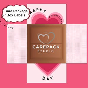 Love Care Package Labels Printable Box Flap College Student Valentine Day Gift Box Boyfriend Deployment Gift for Him Box Label Big Heart