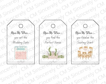 DESCARGA DIGITAL; 6 etiquetas de vino para regalo de compromiso, etiquetas de vino, regalo para la futura novia, regalo de compromiso, planificación de bodas, hitos de la planificación de bodas