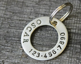 Personalized dog ID tag pet - Hand stamped washer - MJ Lessard