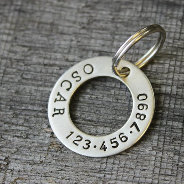 Personalized dog ID tag pet - Hand stamped washer - MJ Lessard