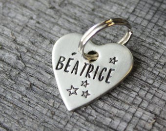 Heart shaped dog or cat ID tag - Pet name tag - MJ Lessard