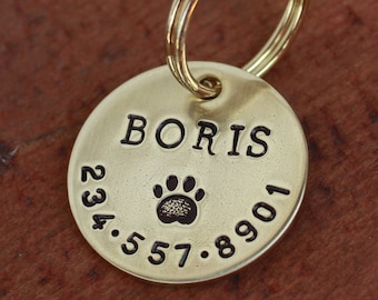 Custom dog tag - Hand stamped pet ID tag - MJ Lessard