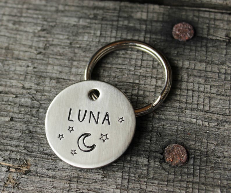 Médaille de chien personnalisée Moon & stars