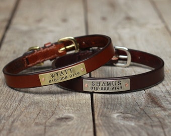 Leather cat collar - buckle collar - Personalized - MJ Lessard