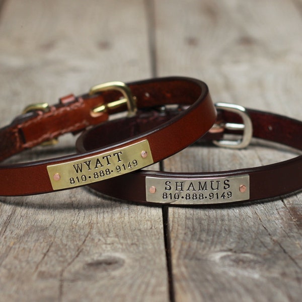 Leather cat collar - buckle collar - Personalized - MJ Lessard
