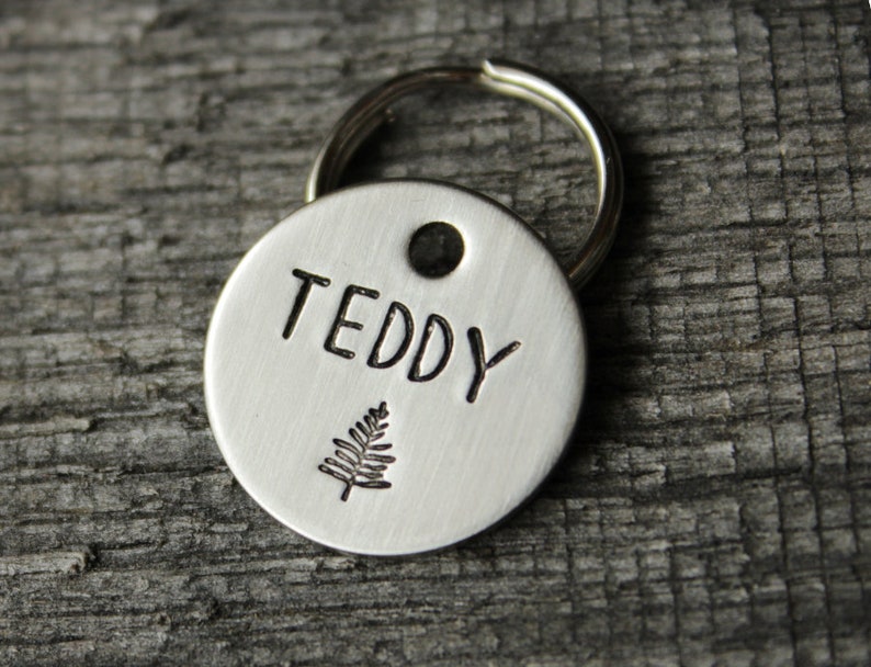 Dog tag personalized for your pet Name tag MJ Lessard Single fir tree