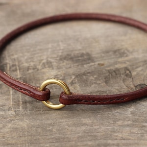 Dog tag collar - Round leather ID hanger minimalist collar - MJ Lessard
