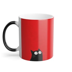 Taza mágica que cambia de color / Taza de café con efecto de gato rojo que se activa con el calor (325 ml)