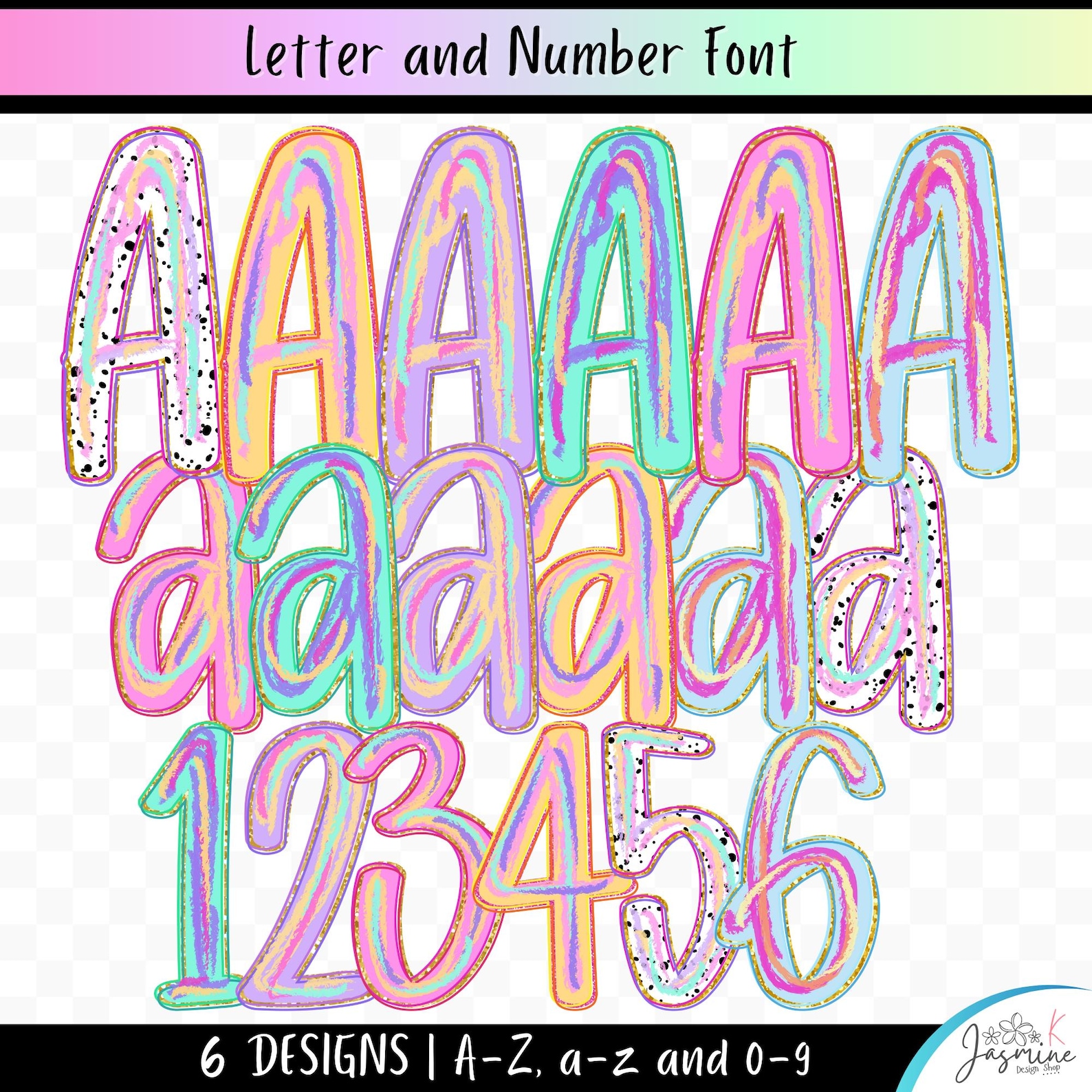 Brush Stroke Summer Alphabet Png Clipart, Letter and Number Bundle ...
