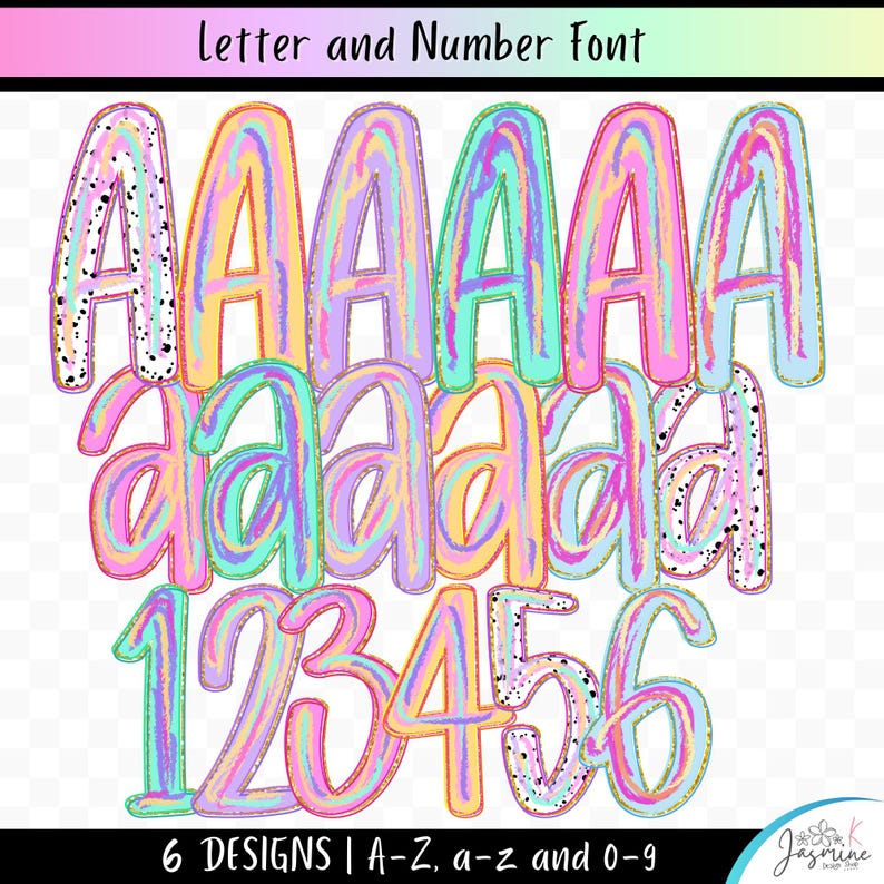 Brush Stroke Summer Alphabet Png Clipart, Letter and Number Bundle ...