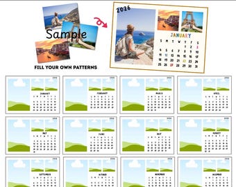 2026 Photo Calendar Template , photo calendar template, editable canva template, custom family photo calendar