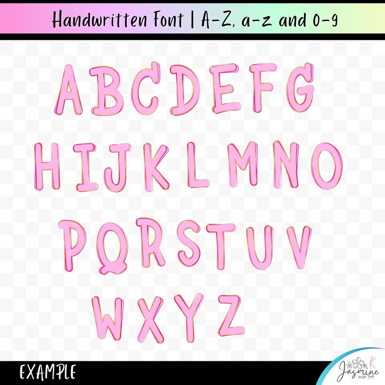 Preppy Brush Stroke Summer Alphabet Png Clipart, Letter and Number ...