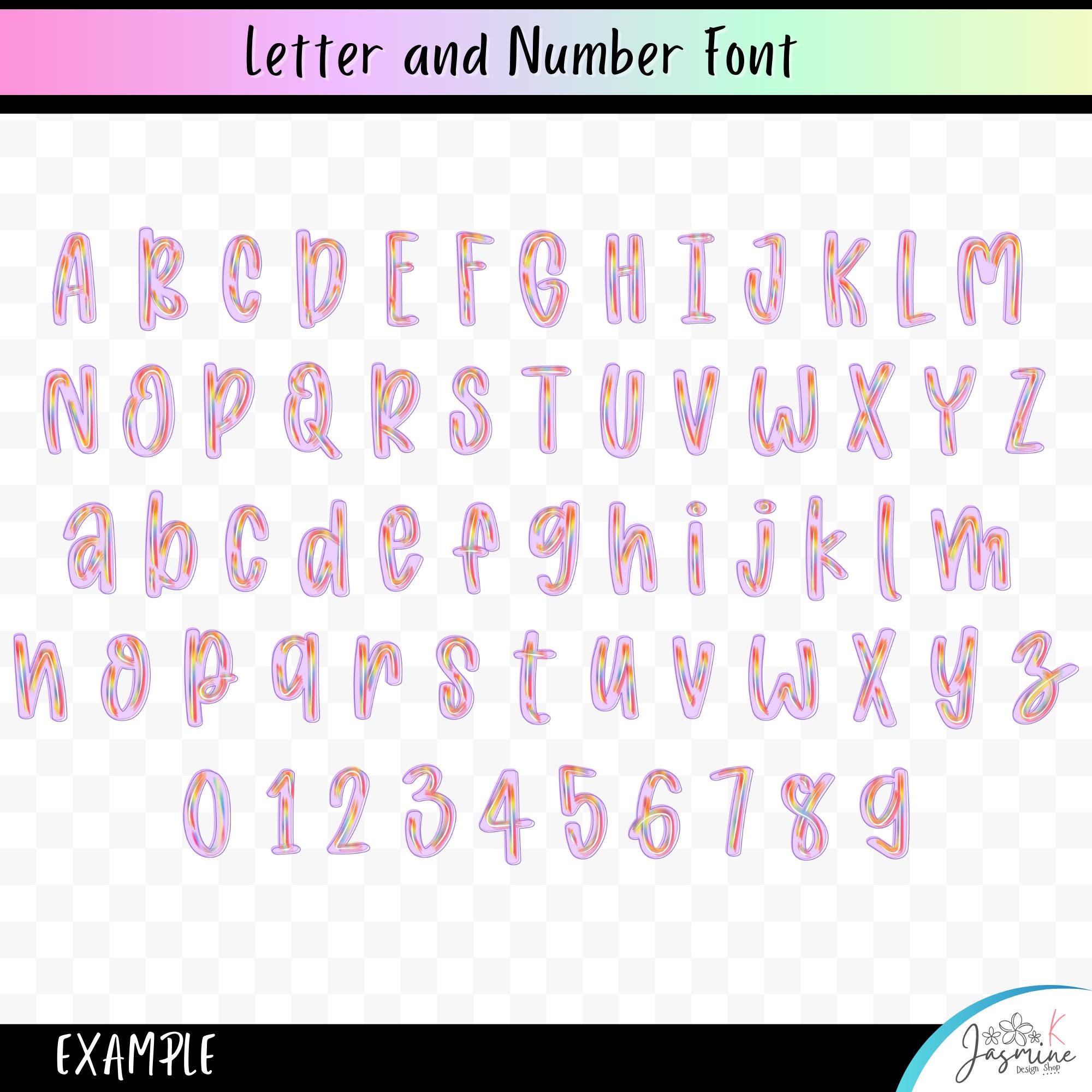 Bright Preppy Summer Alphabet Png Clipart, Letter and Number Bundle ...