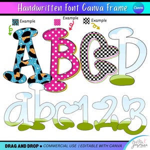 Preppy Doodle Canva Alphabet Frame Template, Canva alpha doodle frames , Canva Frames, Canva Template, Canva Font, trendy canva