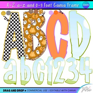 Preppy Fall alphabet Canva frames, Canva alpha doodle frames , Canva Frames, Canva Template, Canva Font, trendy canva frame, Halloween