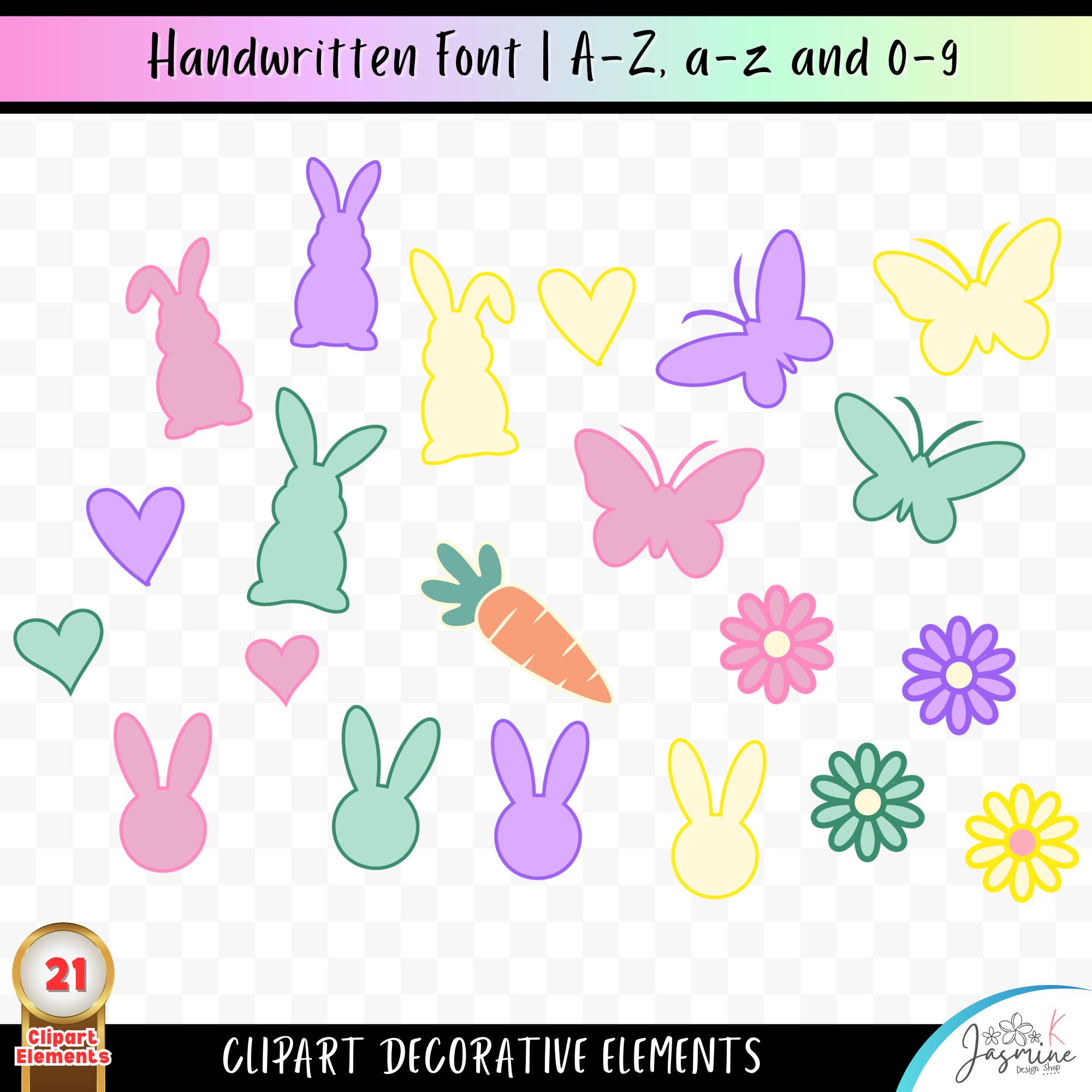 Cute Easter Alphabet Png Clipart, Letter and Number Bundle, Bunny ...