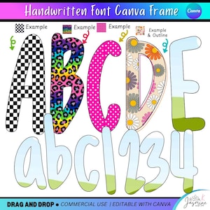Canva Alphabet Frame Template, Canva alpha doodle frames , Canva Frames, Canva Template, Canva Font, Canva frame, Back to School