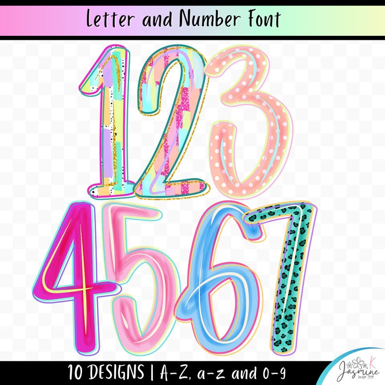 Preppy Summer Alphabet Png Clipart, Letter and Number Bundle, Beach ...