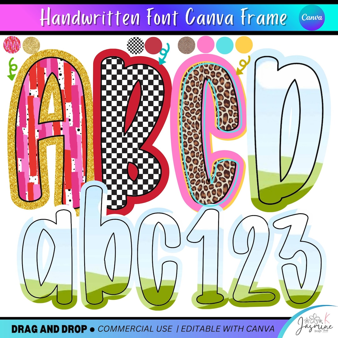Canva Alpha Frames, Canva Alphabet Doodle Frames , Canva Frames, Canva ...