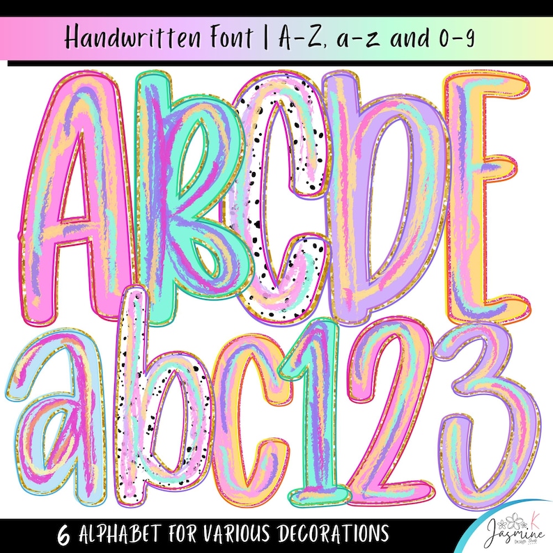 Brush Stroke Summer Alphabet Png Clipart, Letter and Number Bundle ...