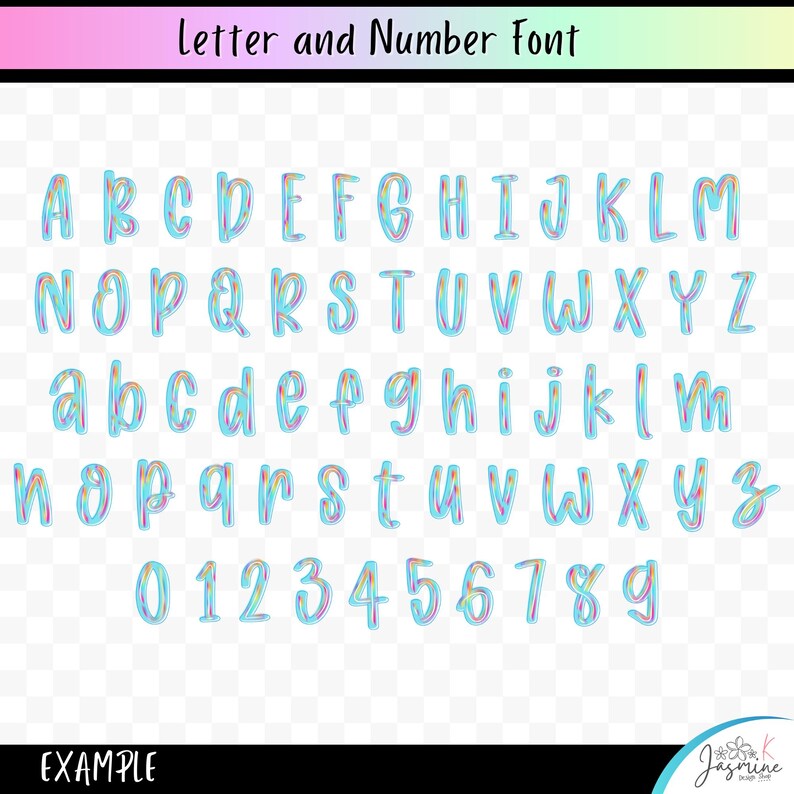 Bright Preppy Summer Alphabet Png Clipart, Letter and Number Bundle ...