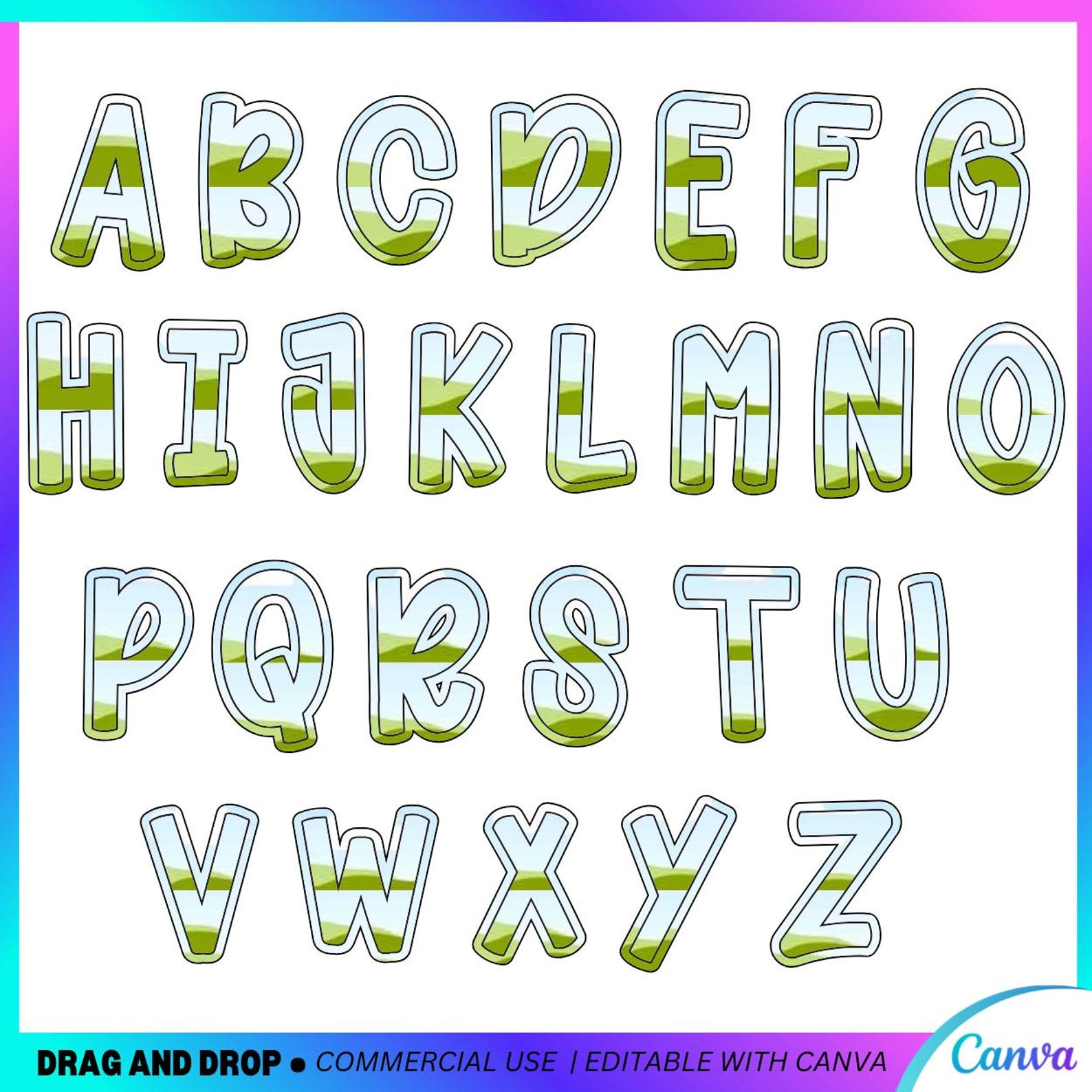 Doodle Canva Frame Font, A-Z Alpha Frames (canva Template) - Etsy