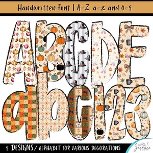 Autumn Doodle Alphabet PNG, fall Font Bundle Clipart, Coquette Lace Letters PNG, A-Z Numbers Sublimation Design Digital Download