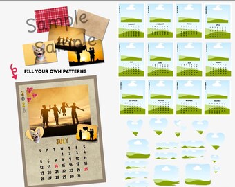 Canva Template : 2026 Photo Calendar Template , photo calendar template, editable canva template, custom family photo calendar