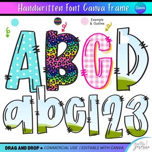 Écriture manuscrite de lettres et de chiffres Doodle Canva, cadres doodle alpha Canva, cadres Canva, modèle Canva, polices de caractères Canva, cadre en toile tendance, hiver