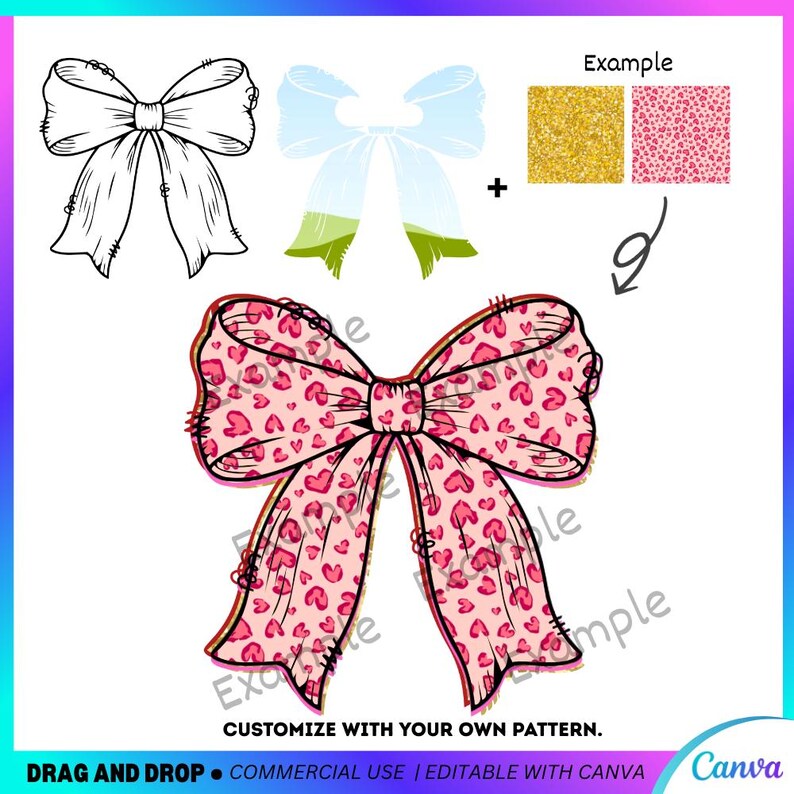 Coquette Bow Canva Frame Bundle, Make Your Own Bow Template Drag and ...