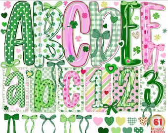 Feel Lucky St Patrick's Alphabet Png, Lucky Shamrock Png, St Patrick day Png, Lucky png, Blessed vibes Png, Letter and Number