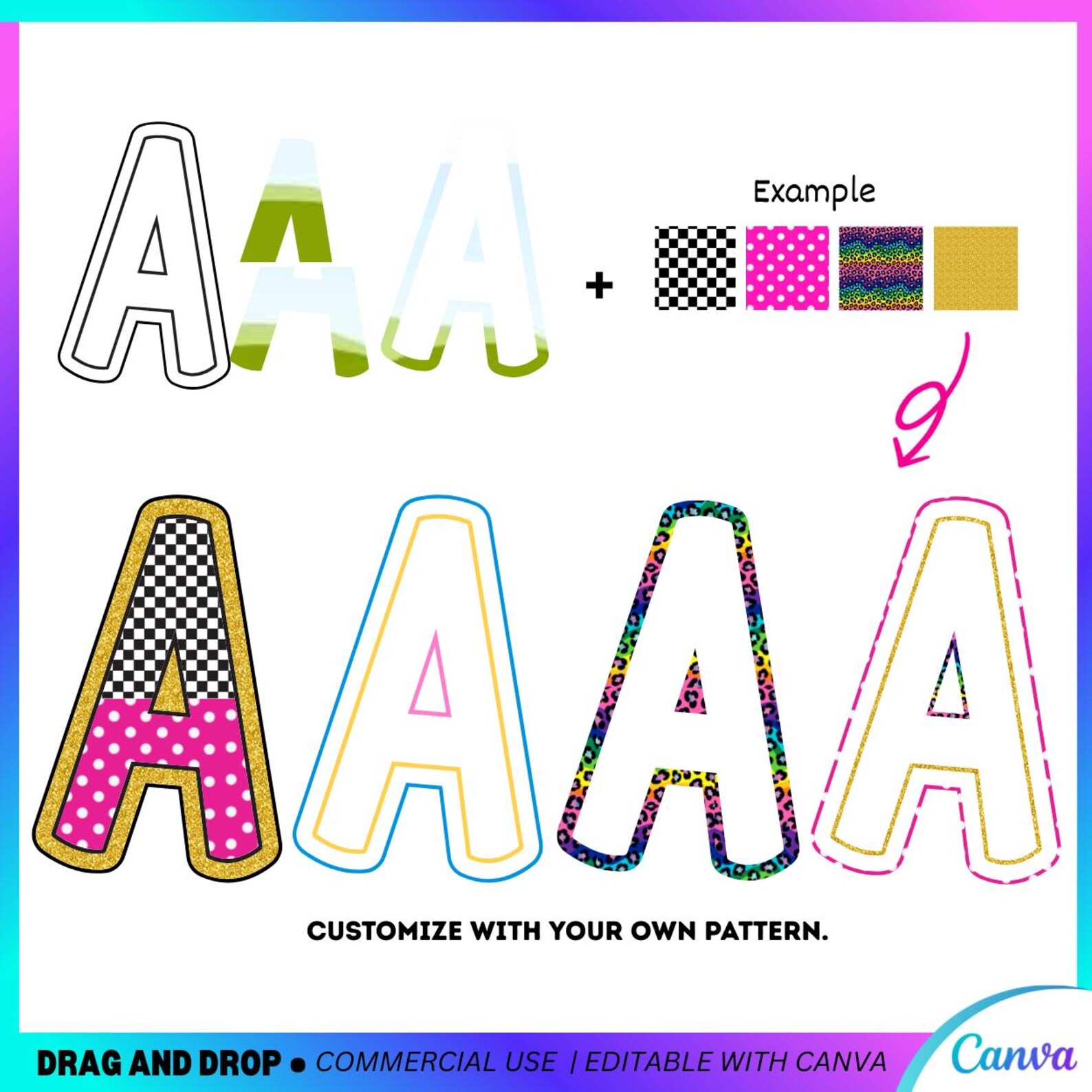 Doodle Canva Frame Font, A-Z Alpha Frames (canva Template) - Etsy