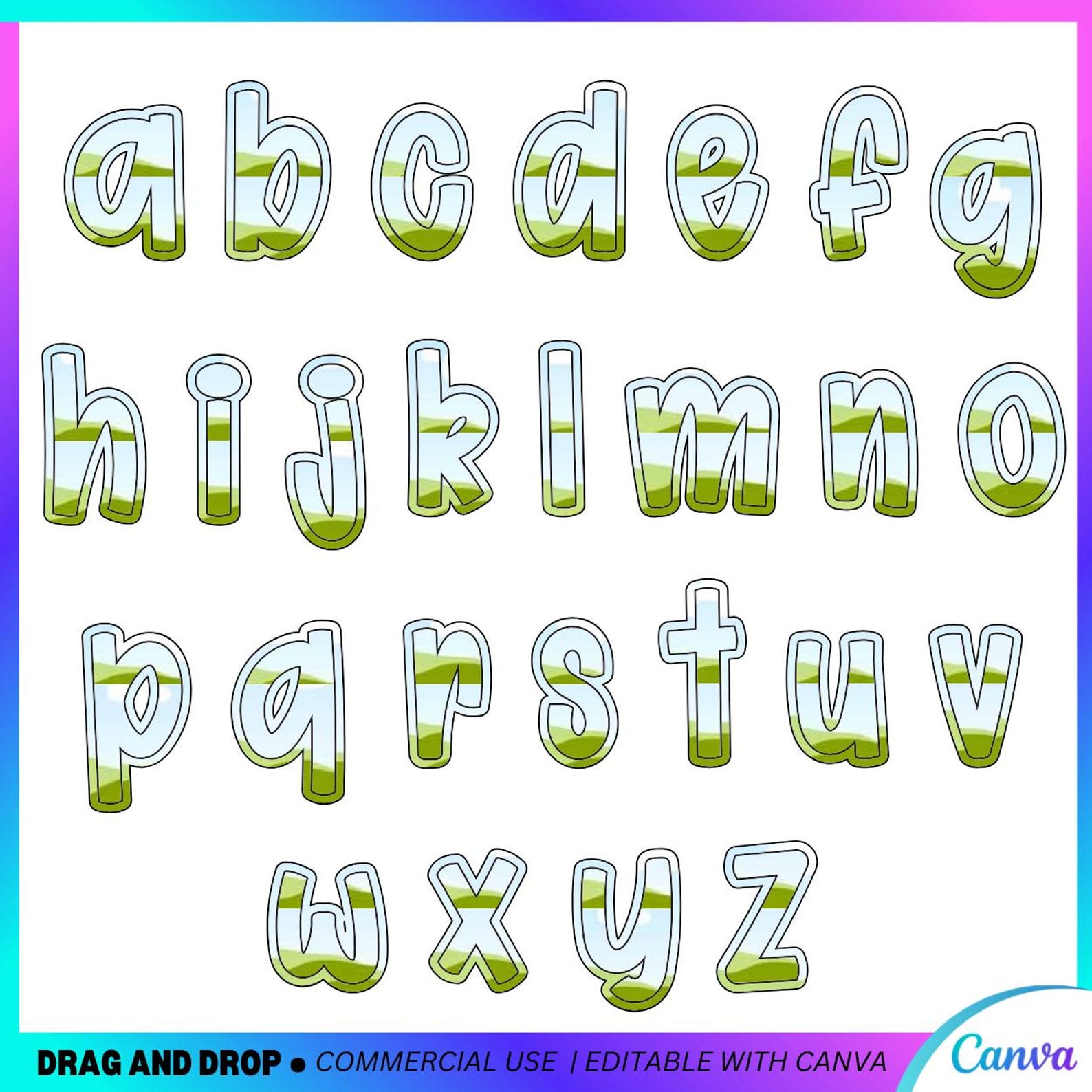 Doodle Canva Frame Font, A-Z Alpha Frames (canva Template) - Etsy