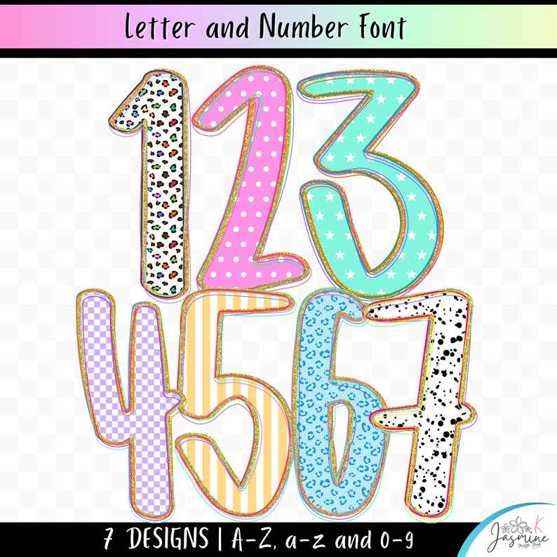 Preppy Brush Stroke Summer Alphabet Png Clipart, Letter and Number ...