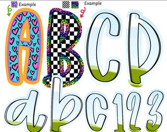 Preppy Canva Alphabet Frame Template, Canva alpha doodle frames , Canva Frames, Canva Template, Canva Font, trendy canva, Back to School
