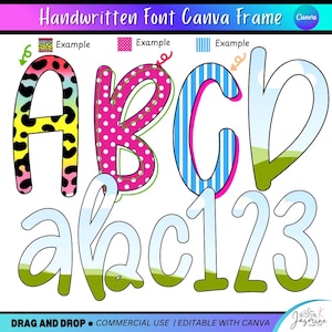 preppy Canva alphabet frame handwriting, Canva alpha doodle frames , Canva Frames, Canva Template, Canva Font, trendy canva frame, Summer