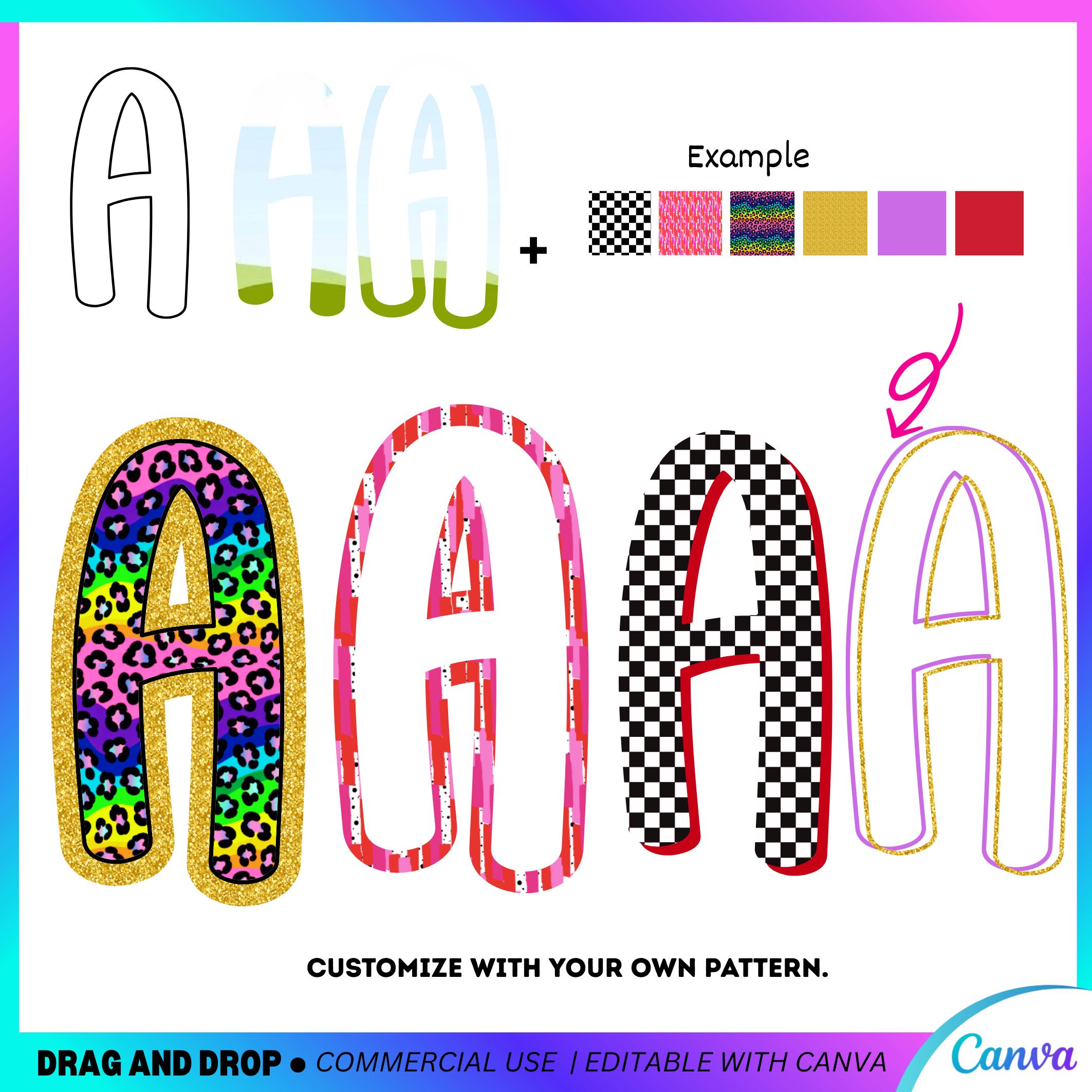 Canva Alpha Frames, Canva Alphabet Doodle Frames , Canva Frames, Canva ...