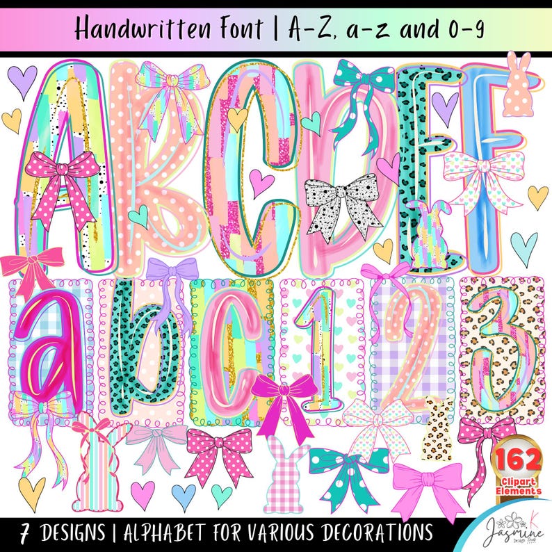 Preppy Summer Alphabet Png Clipart, Letter and Number Bundle, Beach ...
