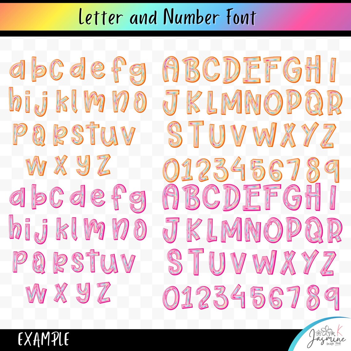 Summer Brush Stroke Alphabet Png Clipart, Letter and Number Bundle ...