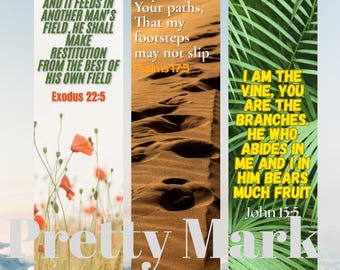 6 Bible Scripture Digital Bookmarks – Instant Download Bible Verse Bookmarks