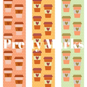 3 Pages Digital Coffee Cup Printable Bookmarks Chic Coffee Print Bookmarks