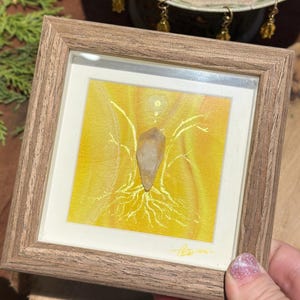 Intuition Crystal Art Citrine Yellow Energy Painting Framed Wall Decor Mixed Media Healing Gift Spiritual Artwork Meditation Room