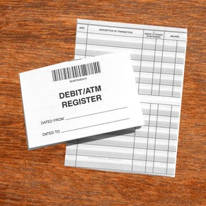 Juego de REGISTROS de Tarjeta de Débito Ahora con 32 páginas Mini registro de cheques con Columna de Saldo y 2 calendarios anuales completos