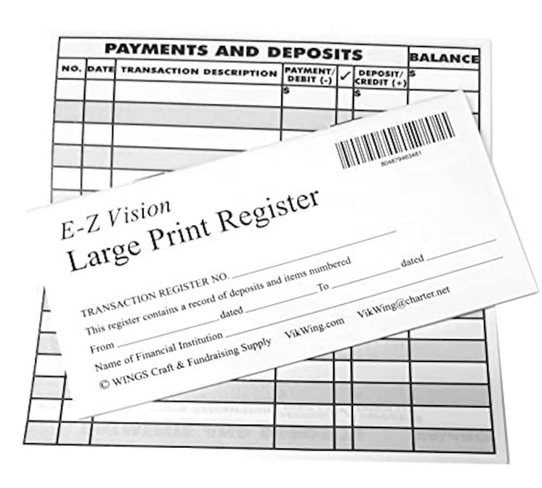 50 Large Print Low Vision Checkbook Registers for Visually Impaired ...