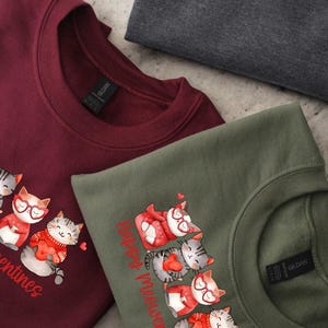 Cute Cat Valentine Bundle, Cat Lover Valentine Sweater, Valentines Day Gift for Her, Funny Valentine Day Shirt, Valentine&#39;s Day Gift