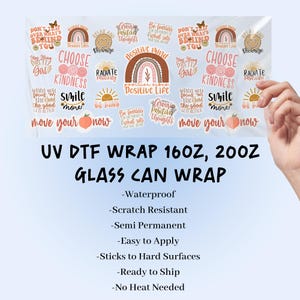 Custom UV DTF Gang Sheet 22&quot; | Decal Wraps for Tumblers | Ready to Press UV Stickers for Glass, Wood, Metal | Decal Wraps for Tumblers