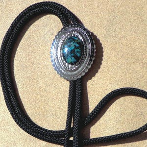 bolo tie, African turquoise jasper, oval cabochon, concho